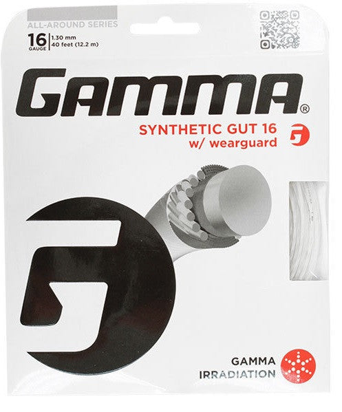 Gamma Synthetic Gut 16 (1.30mm) Tennis String Set - White
