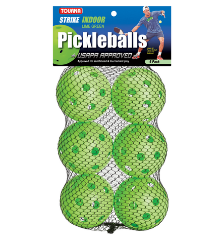 Tourna Strike Indoor Pickleballs in Lime Green - Bag of 6