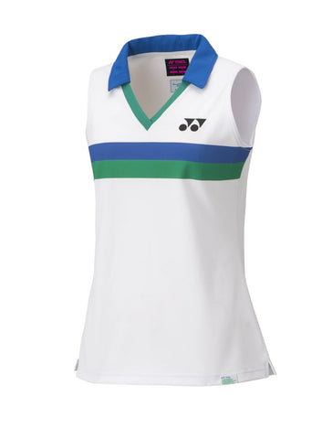 Yonex 75th Anniversary 20627A Women's Sleeveless Polo Shirt - White (Lauren Smith Edition)