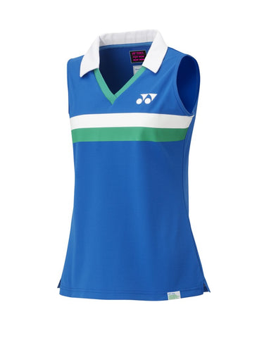 Yonex 75th Anniversary 20627A Women's Sleeveless Polo Shirt - Sapphire Blue (Lauren Smith Edition)