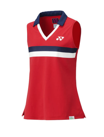 Yonex 75th Anniversary 20627A Women's Sleeveless Polo Shirt - Ruby Red (Lauren Smith Edition)