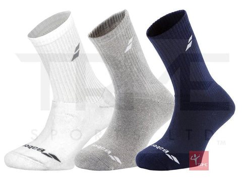 Babolat Mens Socks (3 Pairs) - Assorted (Heather Grey/White/Blue)