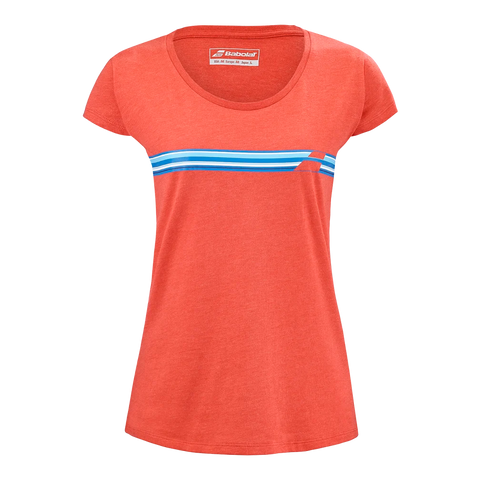 Babolat Women's Exercise Strippes Tee - Poppy Red Heather