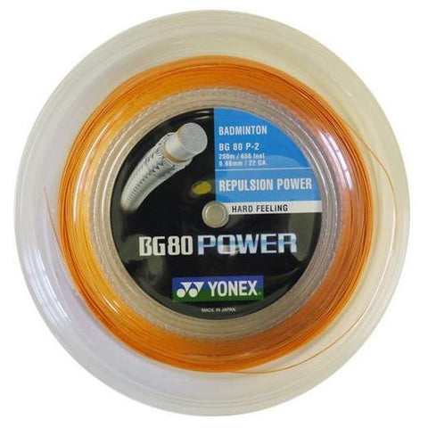 Yonex BG80 Power Badminton String 200m Reel - Orange