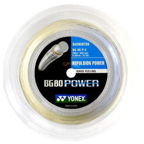 Yonex BG80 Power Badminton String 200m Reel - White