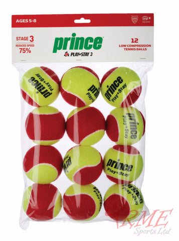 Prince Play + Stay Stage 3 Junior Tennis Balls Dozen