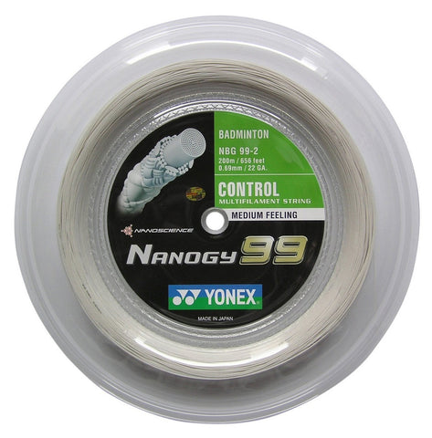 Yonex Nanogy 99 Badminton String 200m Reel - White