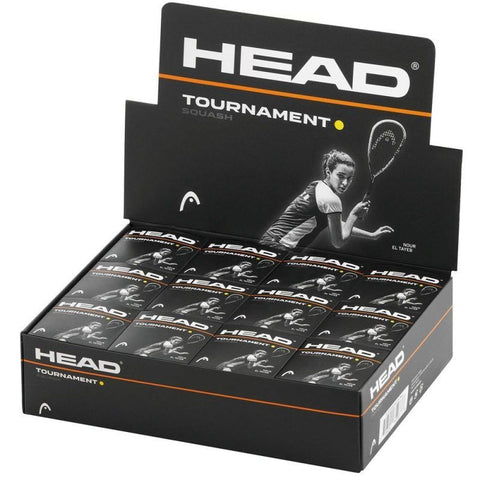 Head Tournament Squash Balls (Single Yellow Dot) Box of 12