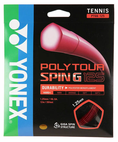 Yonex Poly Tour Spin G Tennis Racket String - Dark Red