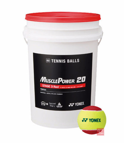 Yonex Muscle Power 20 Red Tennis Balls - Bucket of 60